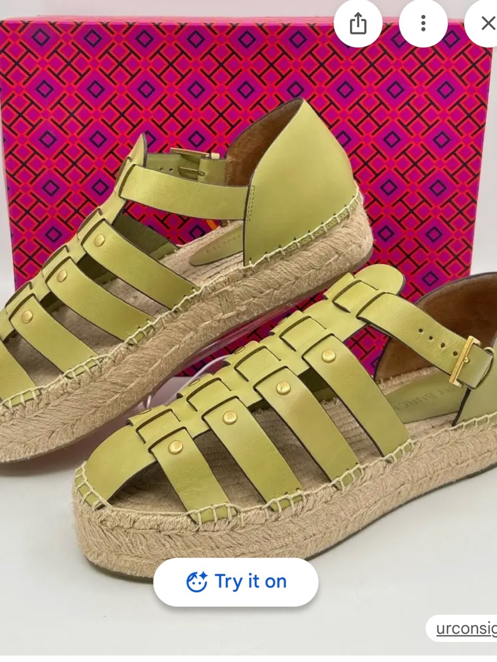 Tory Burch Olive Green Braided Espadrille Wedge Sandals